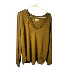 Urban Outfitters Womens V-Neck Long Sleeve Knit Sweater Brown L